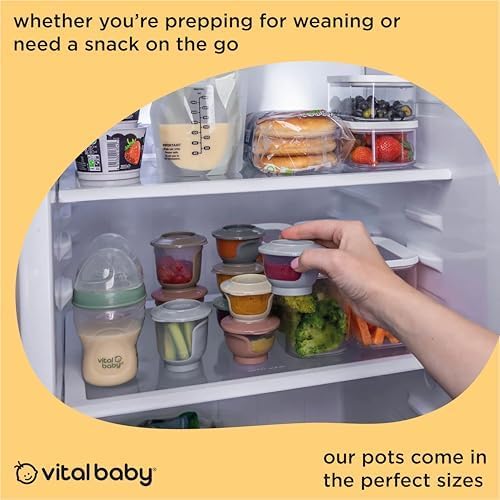 Vital Baby Store & Wean Baby Food Pots 60ml, 6 Pack | Leakproof, Stackable