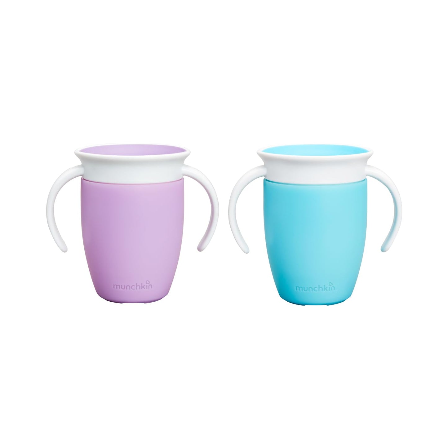 Munchkin Miracle 360 Sippy Cup | Trainer Toddler BPA Free Baby & Toddler Cups w.Handles | Non Spill | Dishwasher Safe Baby | Leakproof | 6+ Months| 7oz/207ml | 2 Pack | Blue/Green