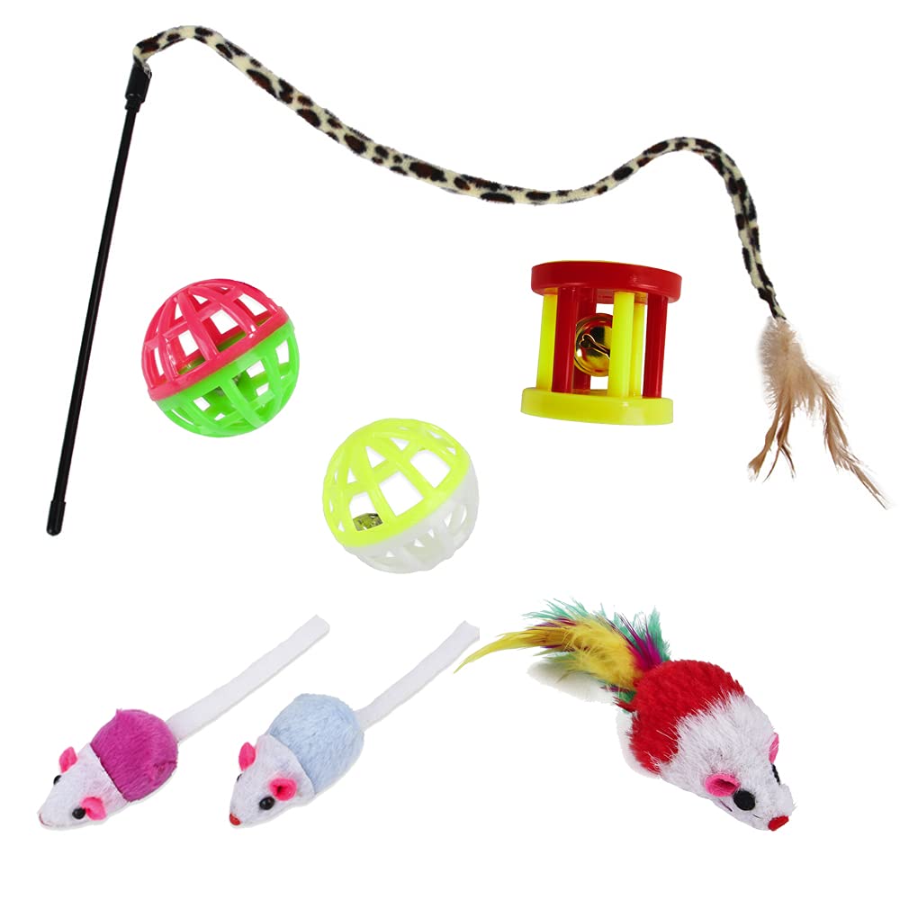 20 Pcs Cat Toys for Indoor Kitten, Collapsible Tunnel, Interactive Feather Wand Ball Spring Mice Toy for Puppy Kitty