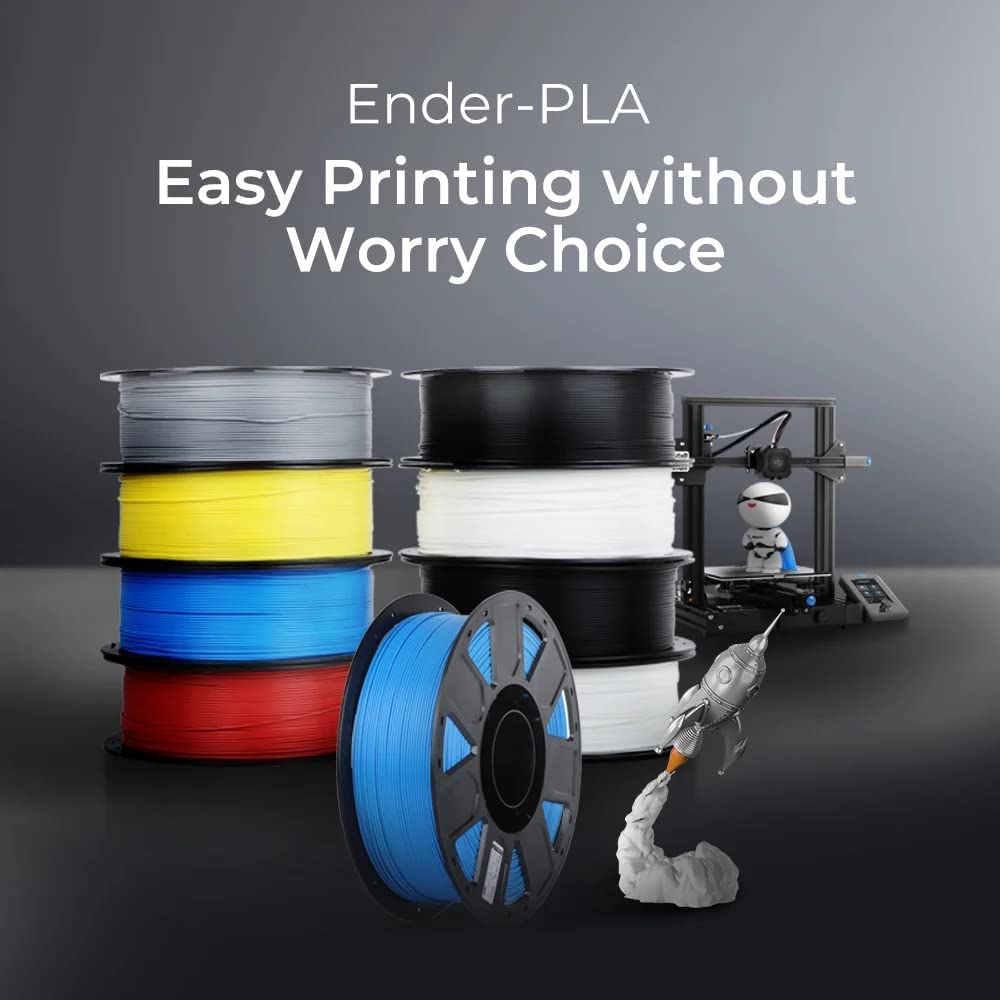 Creality Ender PLA 3D Printer Filament 1.75mm, 4 Packs 1KG Spool(2.2lbs), Dimensional Accuracy +/-0.03mm, No Clogging & Bubbles, Fits for Most FDM 3D Printers (White*4KG)