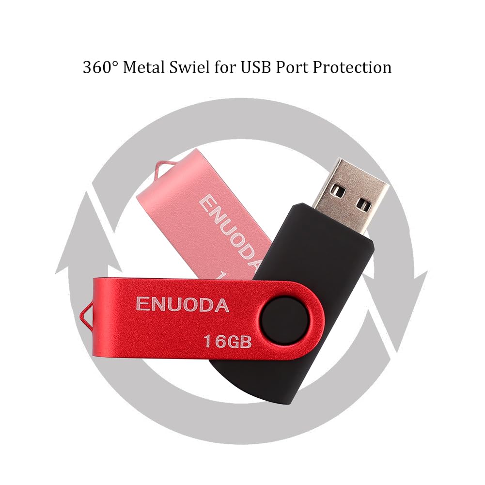 ENUODA Memory Stick 128GB USB 2.0 Flash Drives Swivel Design Storage Thumb Drive Pen Drive (Black)