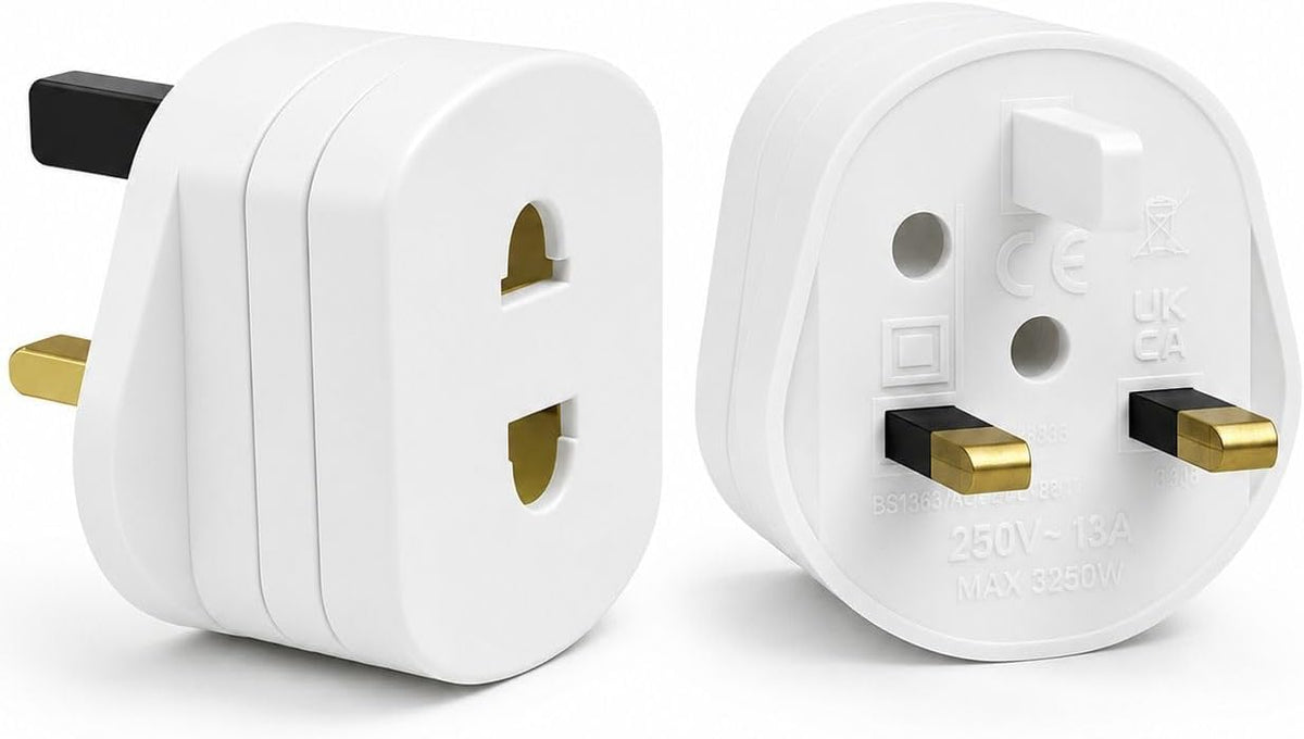 MOBIBAY (Pack of 1) Toothbrush Adaptor Plug UK Charger Shaver Socket 2 Pin to 3 Pin Electric Converter Bathroom Two to Three Prong Charging Tooth Brush Razor Plugs Electrical Shaving (White)
