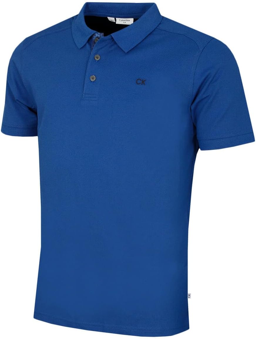 Calvin Klein Mens 2026 Campus 3 Button Ribbed Collar Golf Polo Shirt