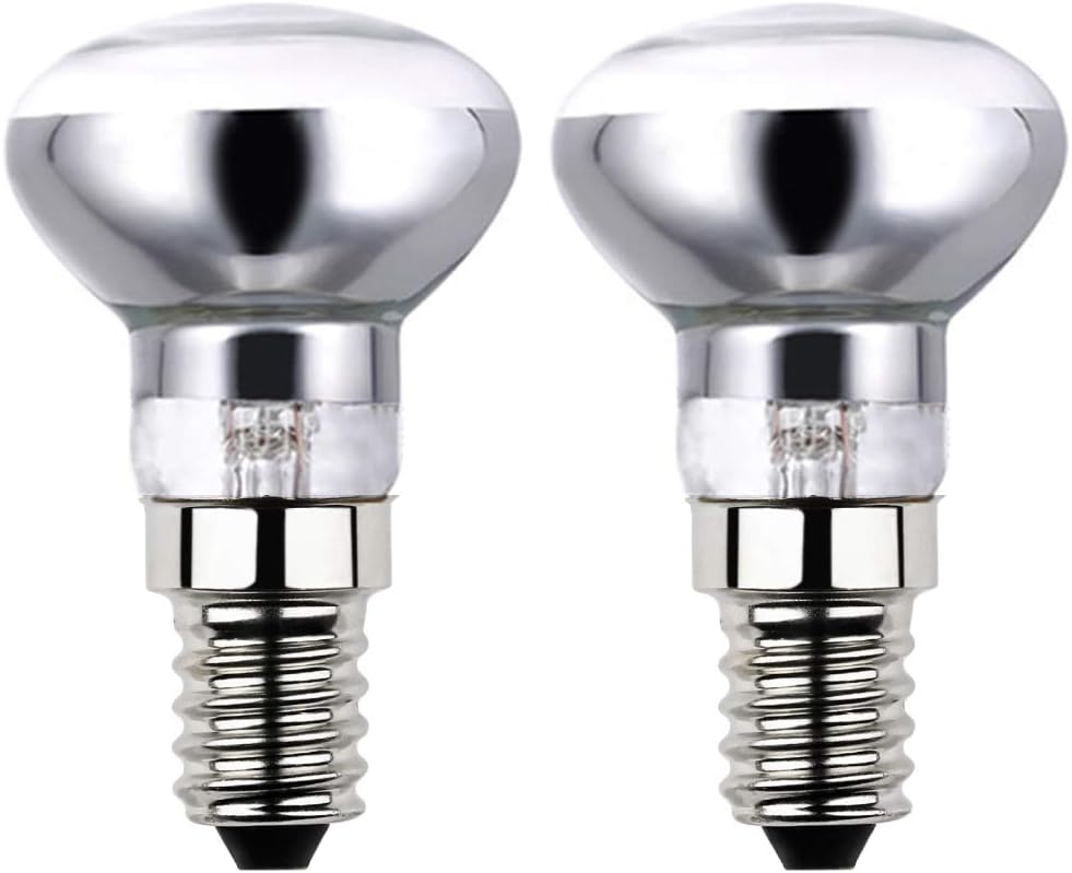 2X R39 E14 25W Lava Lamp Bulbs 240V, Small Edison Screw SES Reflector Spot Lava Lamp Bulbs Dimmable, SES Warm White 2600K Energy Saving R39 Spotlight Bulbs (Silver Base).