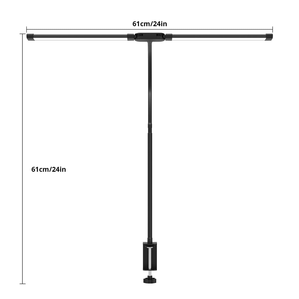 Woputne Dual Head Led Desk Lamp with Clamp for Home Office Study, 24W,Black