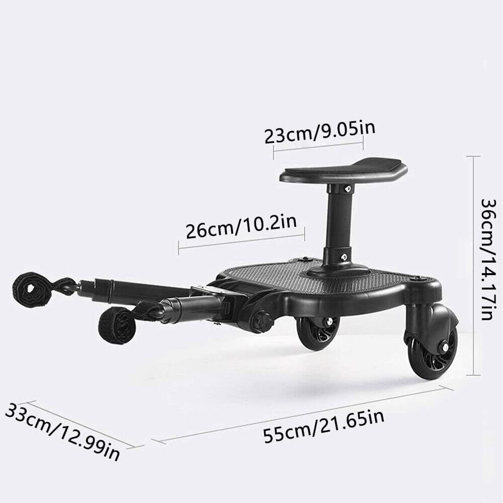 Youyijia Kiddy Boards Portable Buggy Board with Seat Pram Standing Board 360° Rotation,Pram Accessory Universal for Children from 2-7 Years Up to 25kg