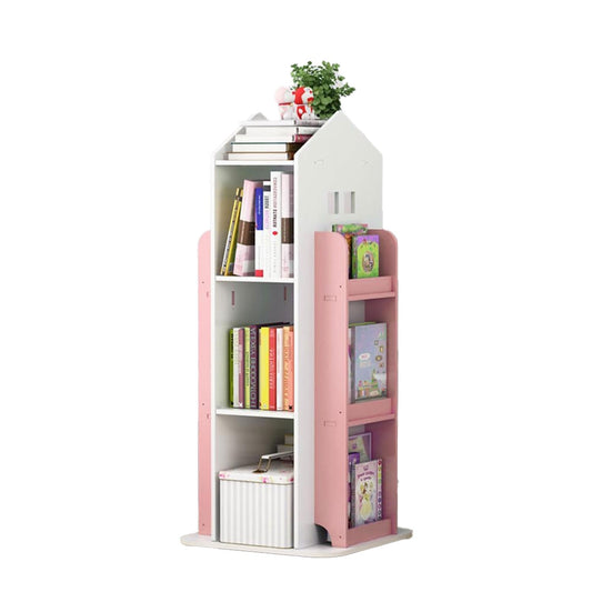 Neo House Shaped 360° Rotating Kids' Children's Freestanding Bookshelf Bookcase 10 Shelf Shelve Space‑Saving Design (White)