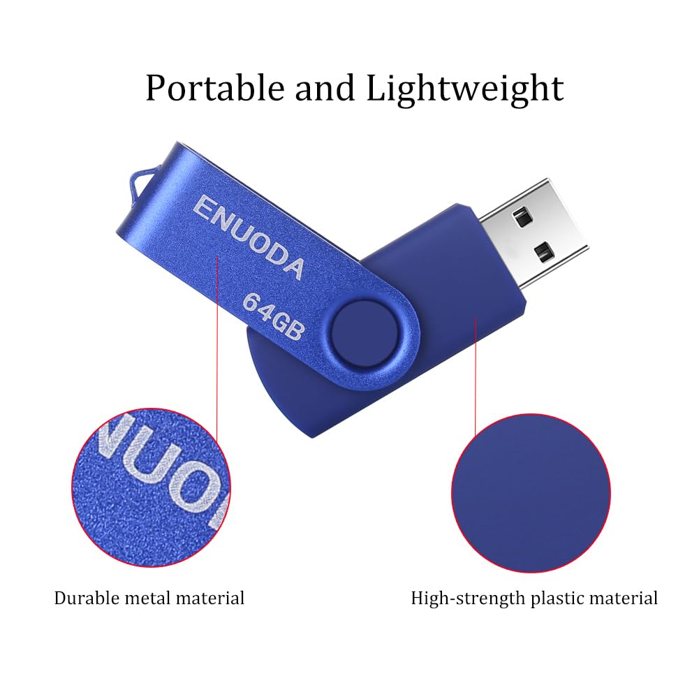 ENUODA Memory Stick 128GB USB 2.0 Flash Drives Swivel Design Storage Thumb Drive Pen Drive (Black)