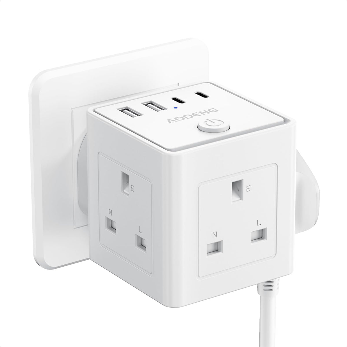 Plug Extension Socket with 4 USB, 3 Way Multi Plug Adapter UK, USB Wall Plug Charger, 3 Pin Plug Expander for Home, Office, University Essentials