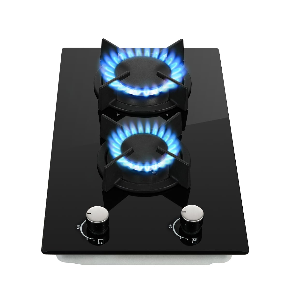 SNDOAS Gas Hob 4 Burners, NG/LPG Convertible, Built-in Black Glass Gas Hob with Wok Burner, Flame Failure Protection, 8000W, YYUKGCT-B04