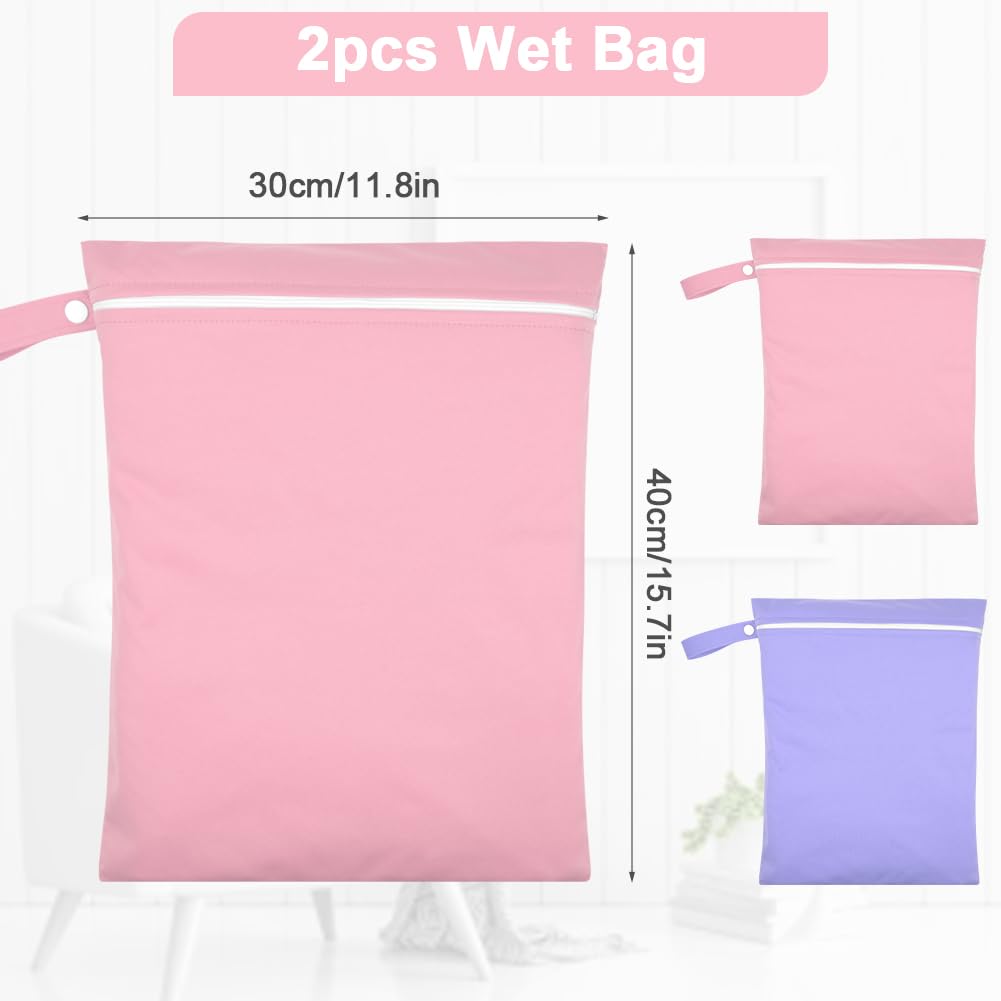 2PCS Wet Bags for Baby Items, Wet Swimsuits, Beach, Camping(Black)