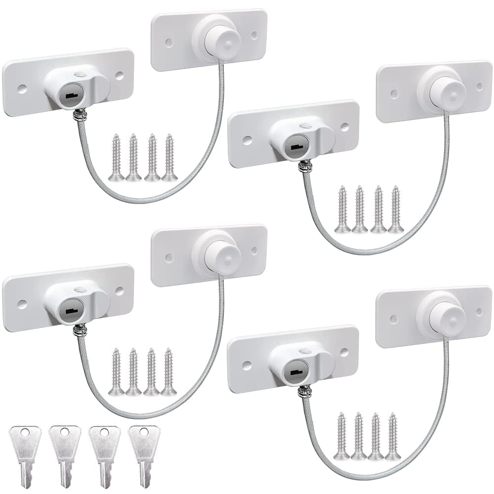 8Pcs Window Locks for UPVC Windows, MIVITOOM Window Cable Restrictor Window Safety Locks with Keys and Screws for Child & Pet Safety, Self Adhesive