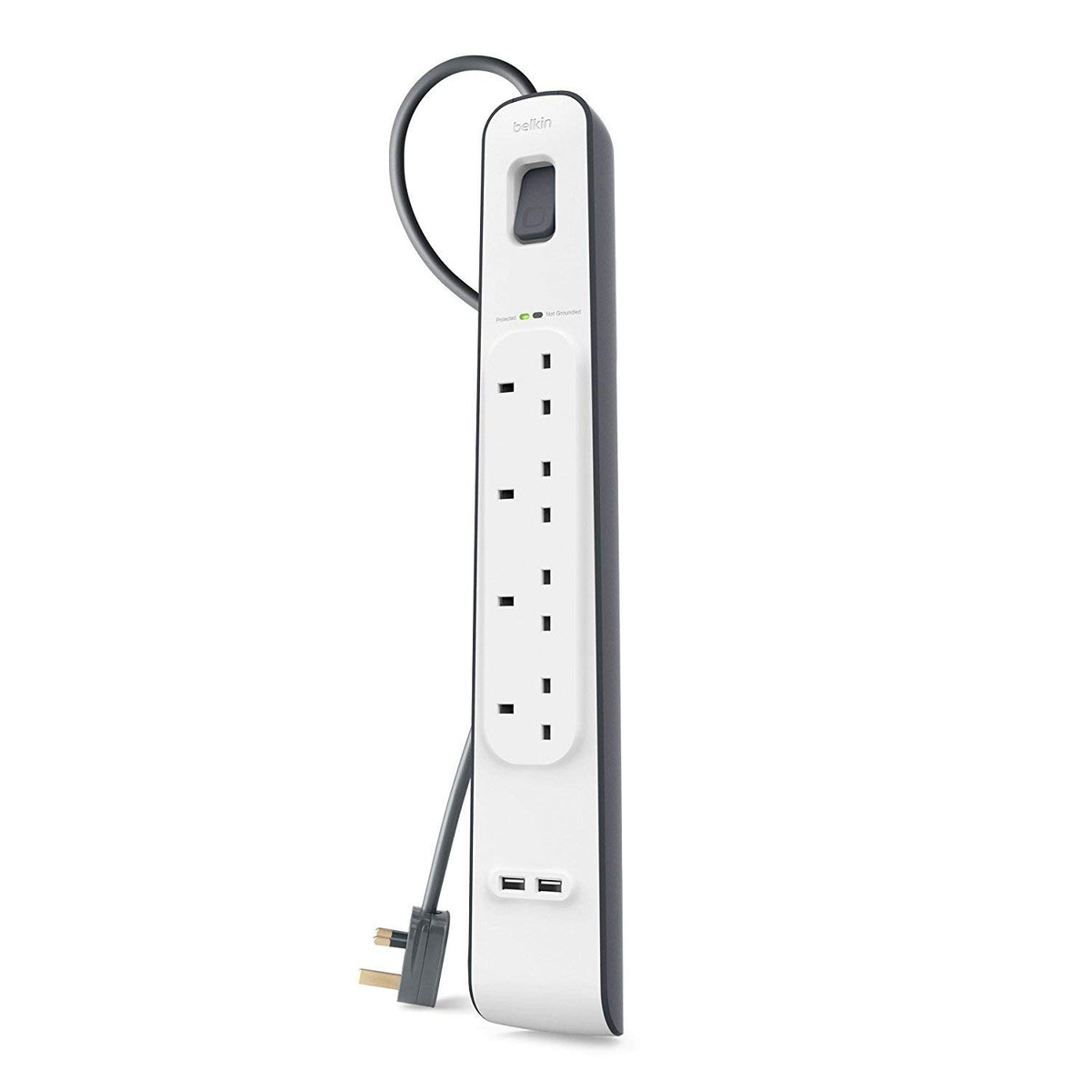 Belkin 4 Way/4 Plug 2 m Surge Protection Extension Lead Strip, White