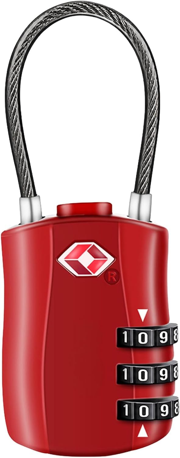 Diyife TSA Approved Luggage Locks with Flexible Steel Cable, Easy to Set up