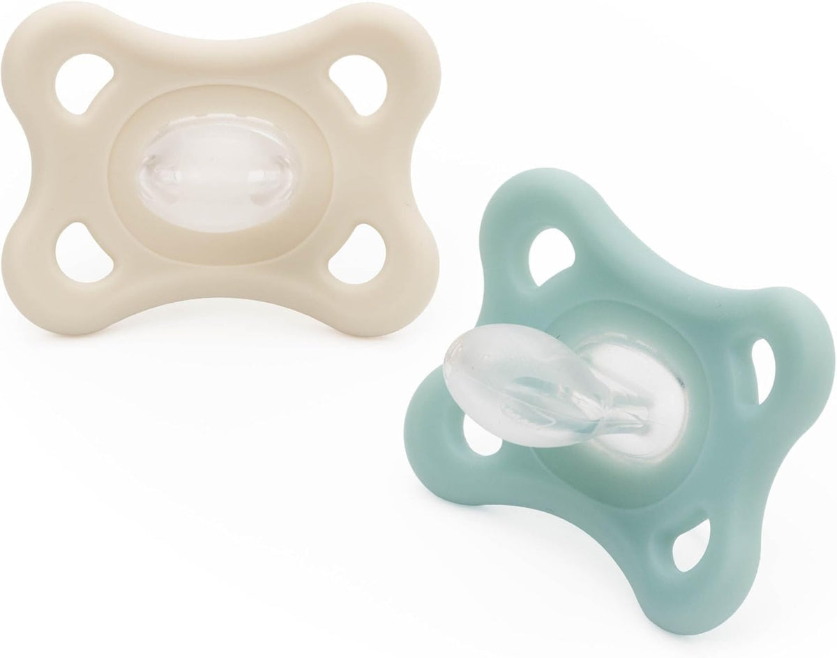 MAM Comfort Dummies, 0-3M, 2 Pack, Orthodontic Design, Pink/Cream