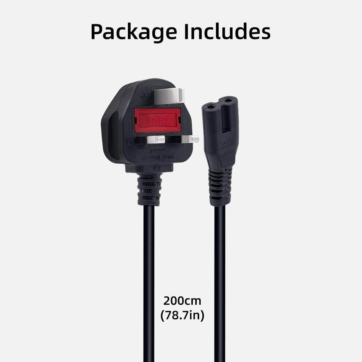 Mcbazel 3M UK Power Cable (IEC320C7 to BS 1363) C7 Figure 8 Power Lead,PS4 Power Cable,Kettle Lead/Power Cord compatible with Samsung LG Philips Toshiba TV/Printer/PS4/PS3/PS5