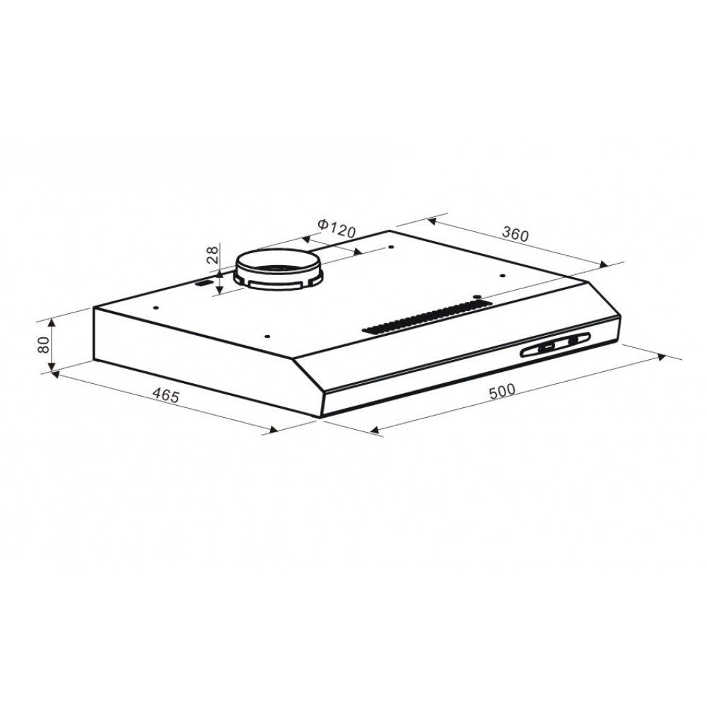 Cookology 50cm Wall Visor Cooker Hood + Ducting Kit - Stainless Steel