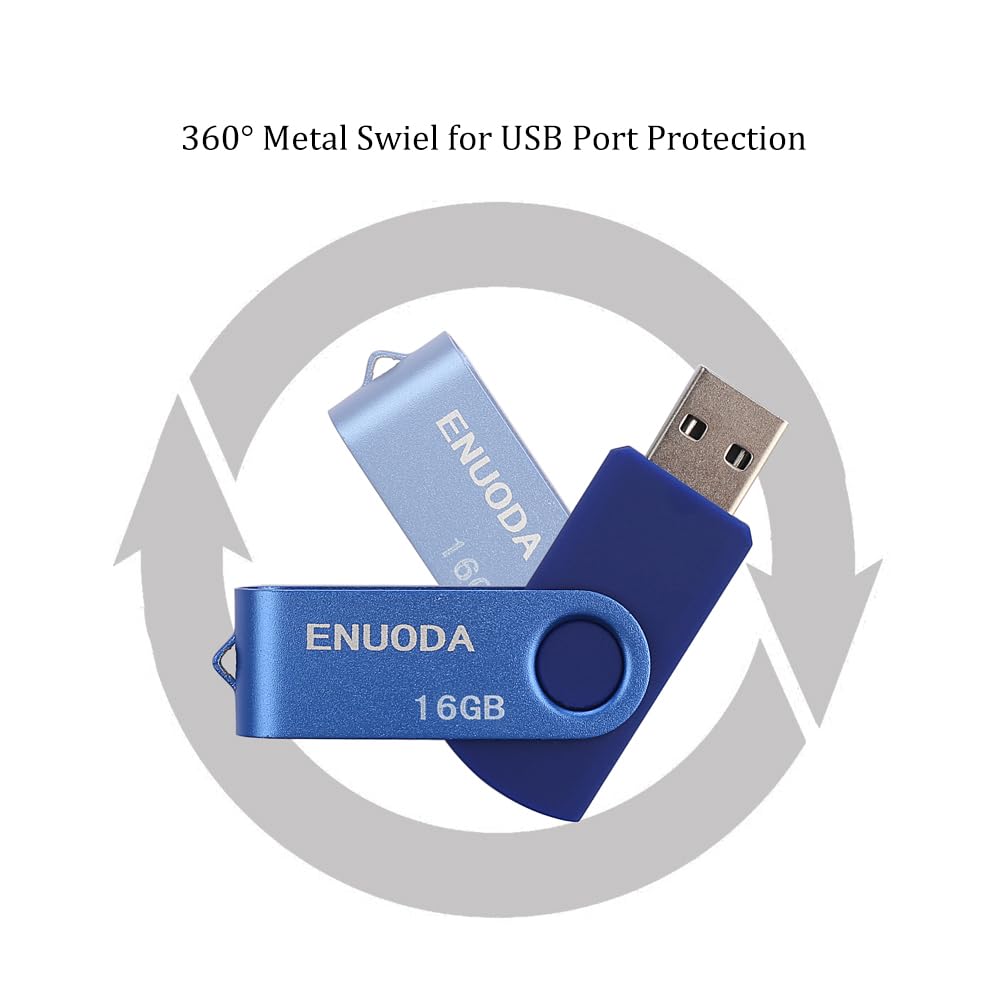 ENUODA Memory Stick 128GB USB 2.0 Flash Drives Swivel Design Storage Thumb Drive Pen Drive (Black)