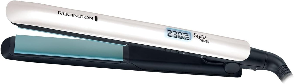 Remington Shine Therapy Hair Straightener with Advanced Ceramic Coating Infused with Moroccan Argan Oil for Sleek & Smooth Glide, Floating Plates, Digital Display, 9 Settings 150°C–230°C, S8500