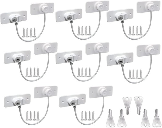 8Pcs Window Locks for UPVC Windows, MIVITOOM Window Cable Restrictor Window Safety Locks with Keys and Screws for Child & Pet Safety, Self Adhesive