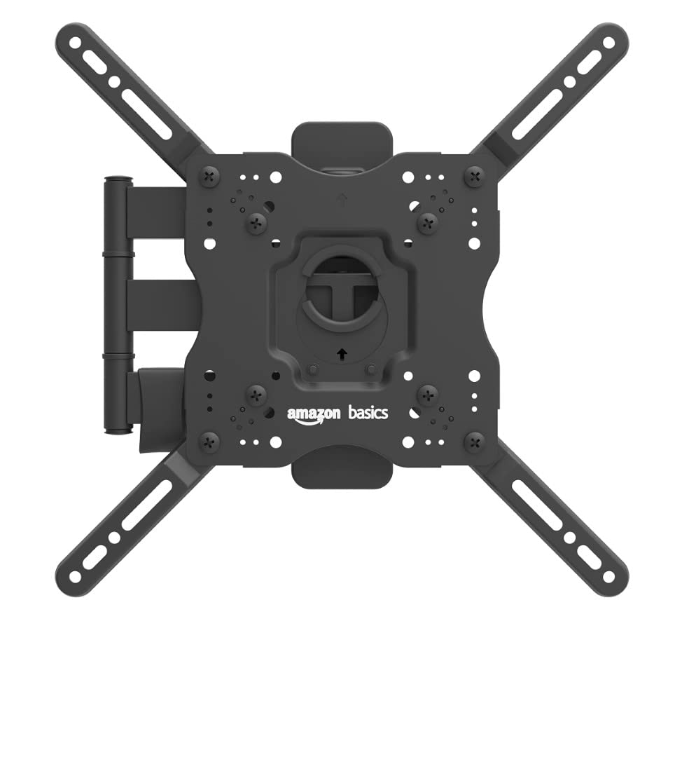 Amazon Basics TV Wall Mount, Full Motion Swivelling Tilting TV Bracket for 12-40 Inch Flat and Curved TV or Monitor up to 36 kg, Max VESA 200x200 mm, Black
