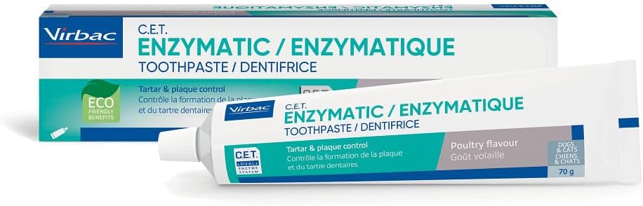 Virbac CET Enzymatic Toothpaste for Dogs - Control Bacteria & Reduce Plaque | Poultry Flavour | 70G