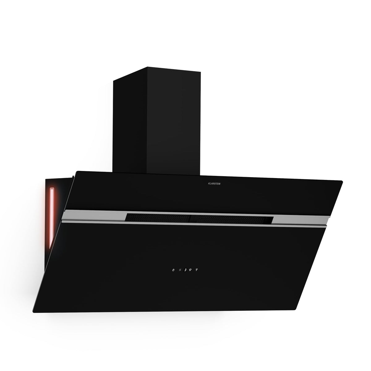Klarstein Alina 90 Angled Cooker Hood - 615m³/h Air Flow, Touch Panel, LED Backlighting, Quiet 63dB, Energy Class A, 90cm Extractor Hood, Black