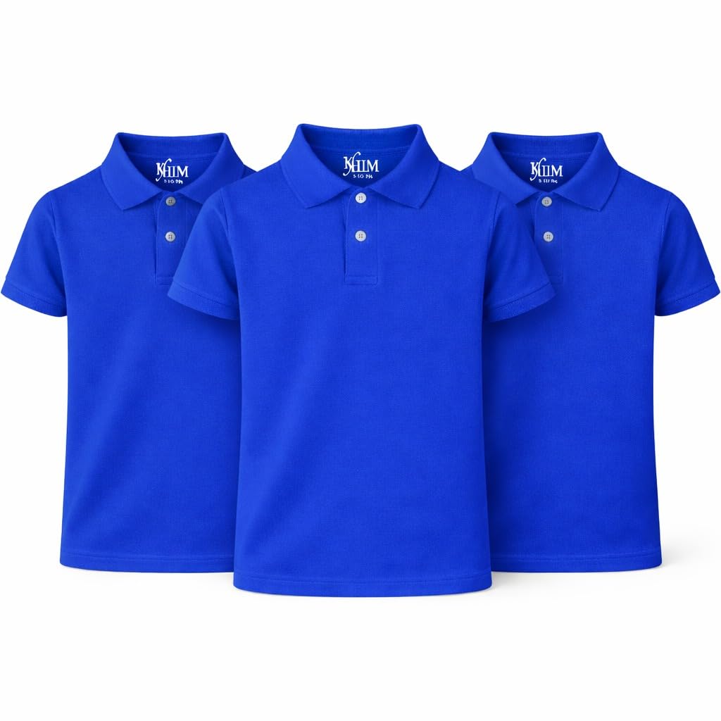 KHIM Unisex Polo Short Sleeve Polycotton Boys Girls School Uniform Plain Half Sleeve Shirts Sports Wear Indoor Outdoor