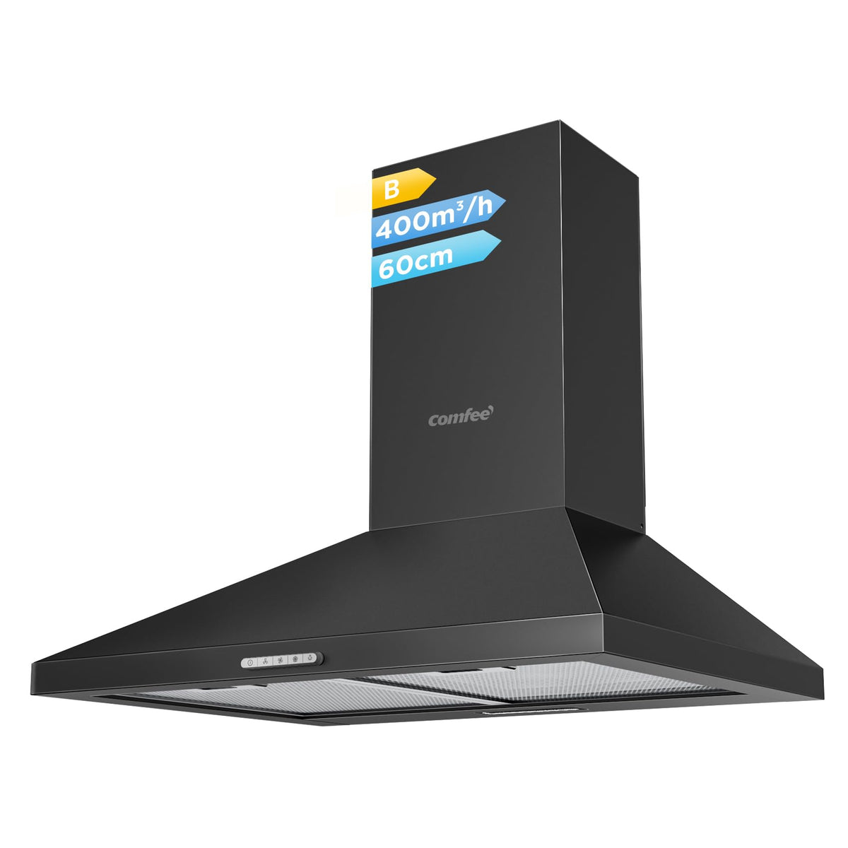 COMFEE' 90cm Chimney Cooker Hood, Class A++ Wall Mounted Kitchen Extractor