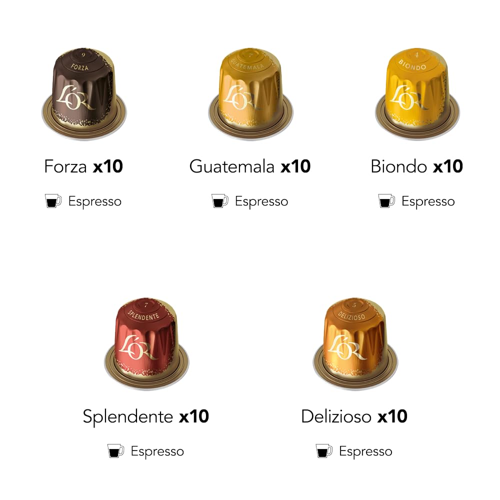 L'OR Espresso Intense Coffee Pods Variety Bundle (Pack of 12, Total 120 Capsules) Nespresso®* Compatible