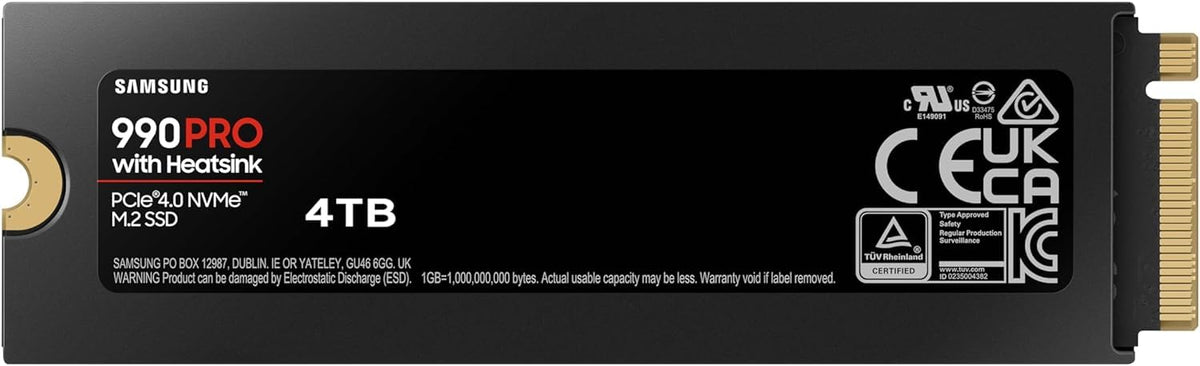 Samsung 990 PRO 1TB PCIe 4.0 (up to 7450 MB/s) NVMe M.2 (2280) Internal Solid State Drive (SSD) (MZ-V9P1T0BW)
