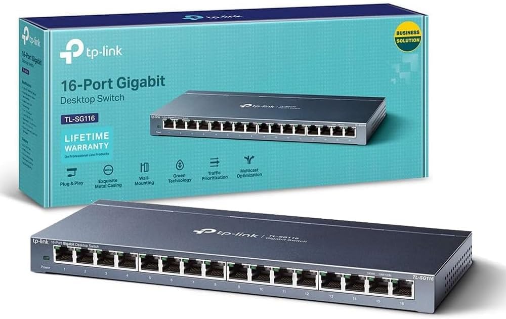 TP-Link TL-SG105S, 5 Port Gigabit Ethernet Network Switch, Ethernet Splitter, Hub, Desktop and Wall-Mounting, Sturdy Metal, Fanless, Plug and Play, Energy-Saving