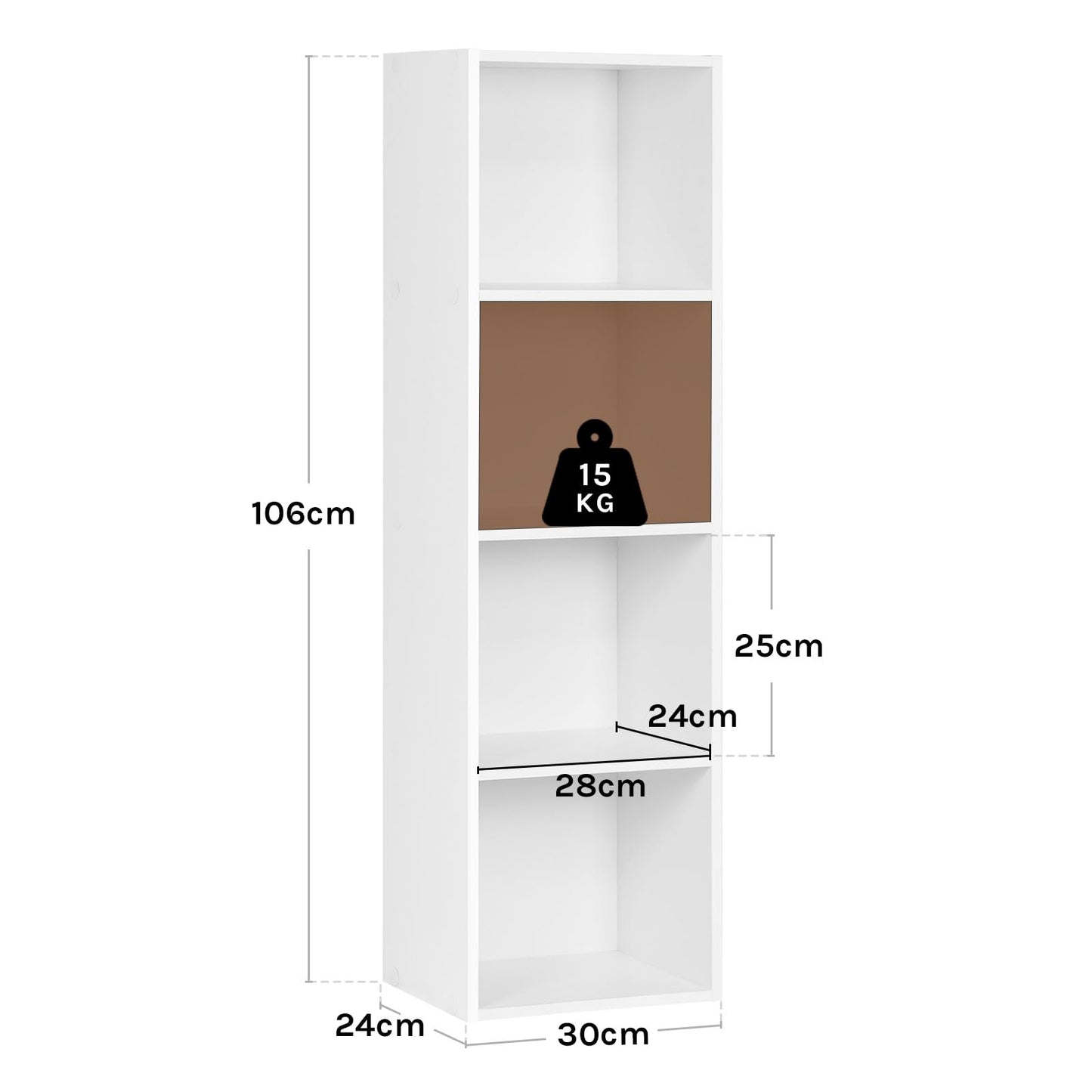 WOLTU Bookcase, White Book Shelf 6 Storage Cubes Unit, Tall Freestanding Bookcases for Living Room,Bedroom
