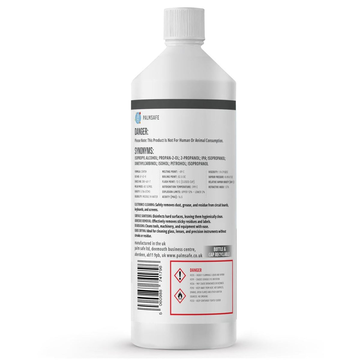 Isopropanol Alcohol IPA 99.99% 500ml Disinfectant for Household, Hospitals Office - Electronics, Stains, Grease, Glue and Paint Cleaner Easy Pour