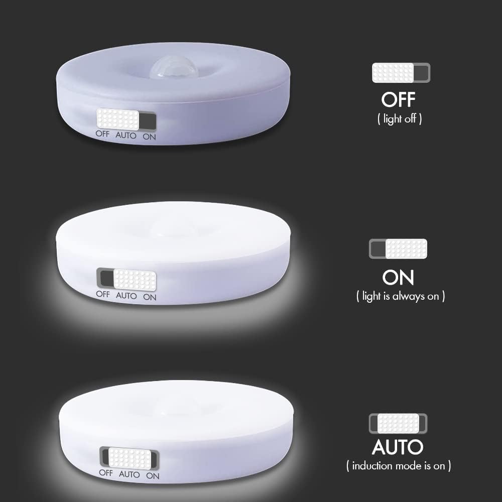 Motion Sensor Lights Indoor Rechargeable Wireless Wall Light LED Stair Night Lights Lamps with Auto/On/Off for Stairs Living Room Bathroom Corridors Closet Kitchen Under Cabinets (6000K, 3 Pack)