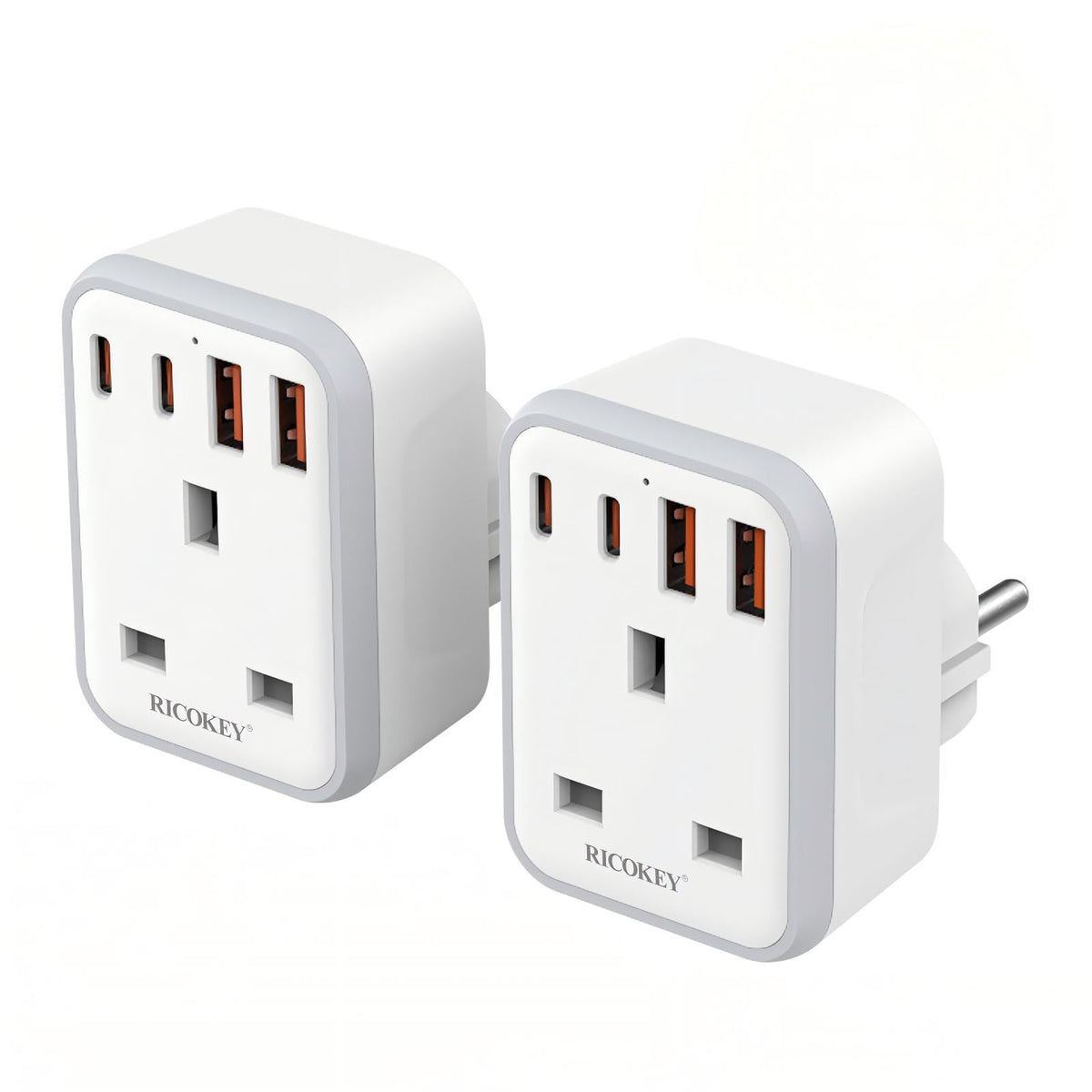 UK to European Travel Plug Adapter Fast Charge PD 20W USB-C QC 3.0