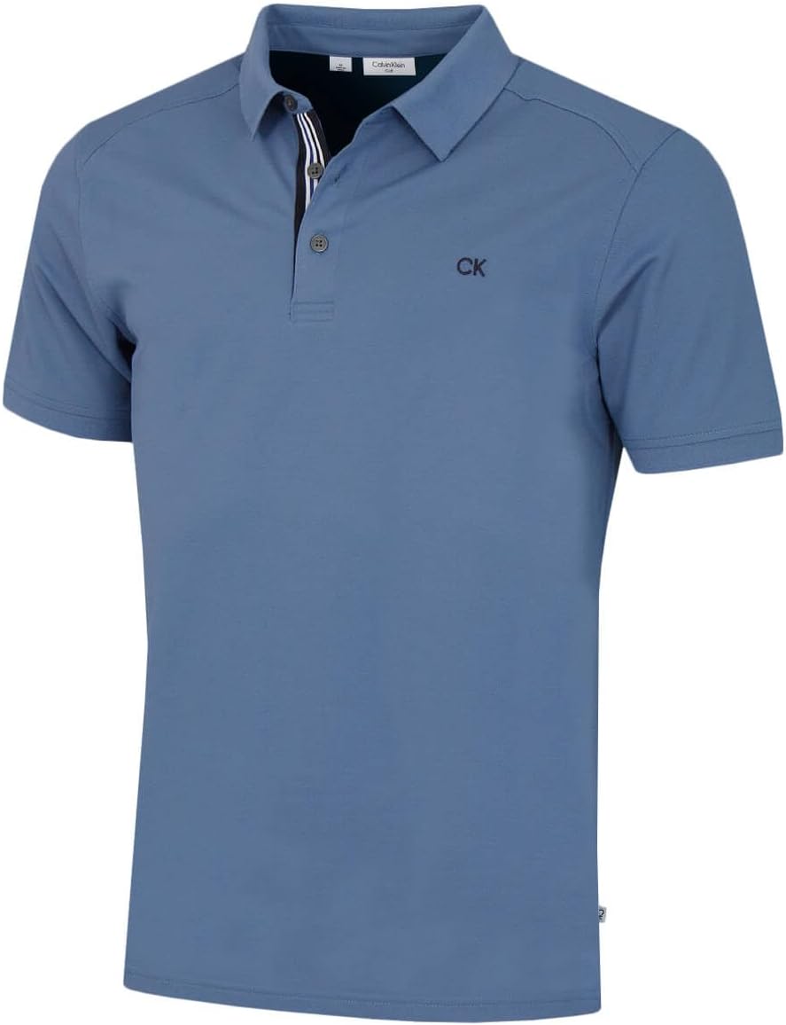 Calvin Klein Mens 2026 Campus 3 Button Ribbed Collar Golf Polo Shirt