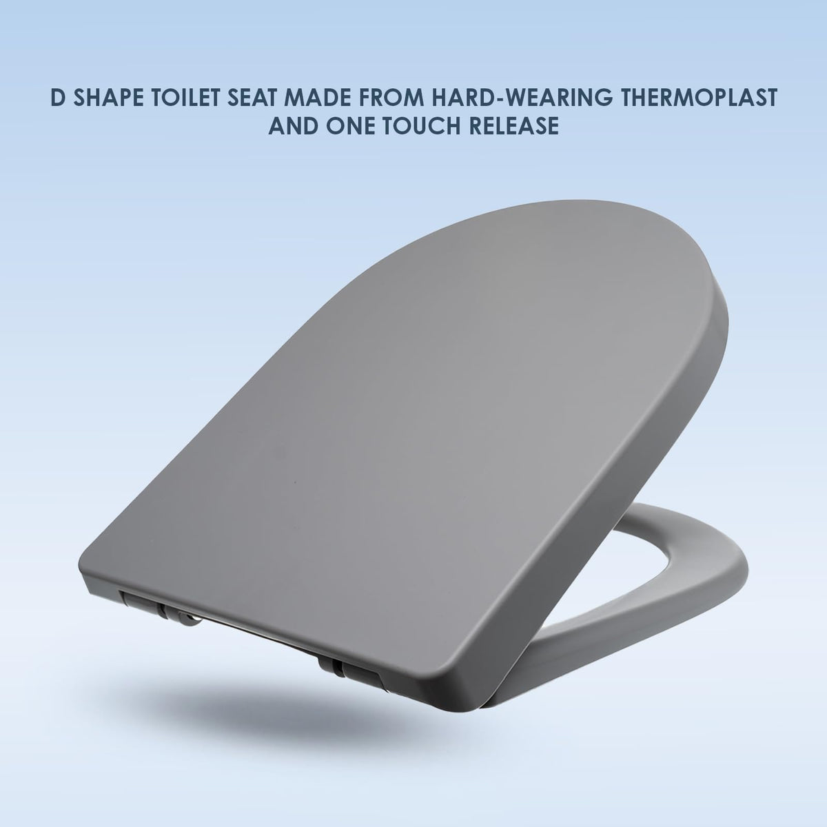 AQUALONA® Premium Thermoplastic Toilet Seat Soft Close Hardwearing Seat with Two Button Hinge Release D Shaped Easy to Clean Simple Installation Top and Bottom Fittings (White - D Shape)