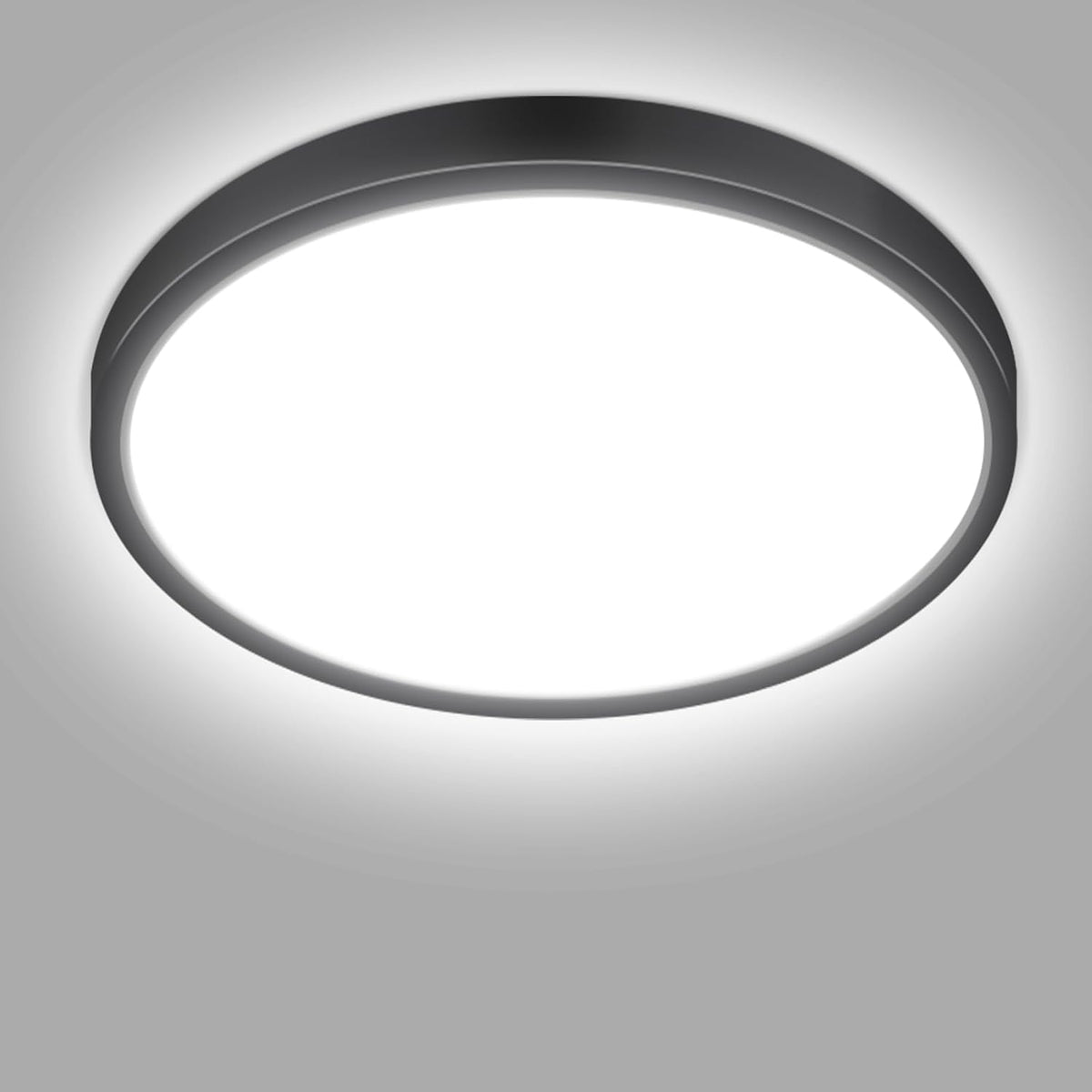 hepside Bathroom Light, 3000K/4000K/6500K 3 Color Temperature LED Ceiling Light, 15W 1500LM, Waterproof, Round, Small, Modern, Flush Ceiling Light for Bathroom, Kitchen, Bedroom, Black
