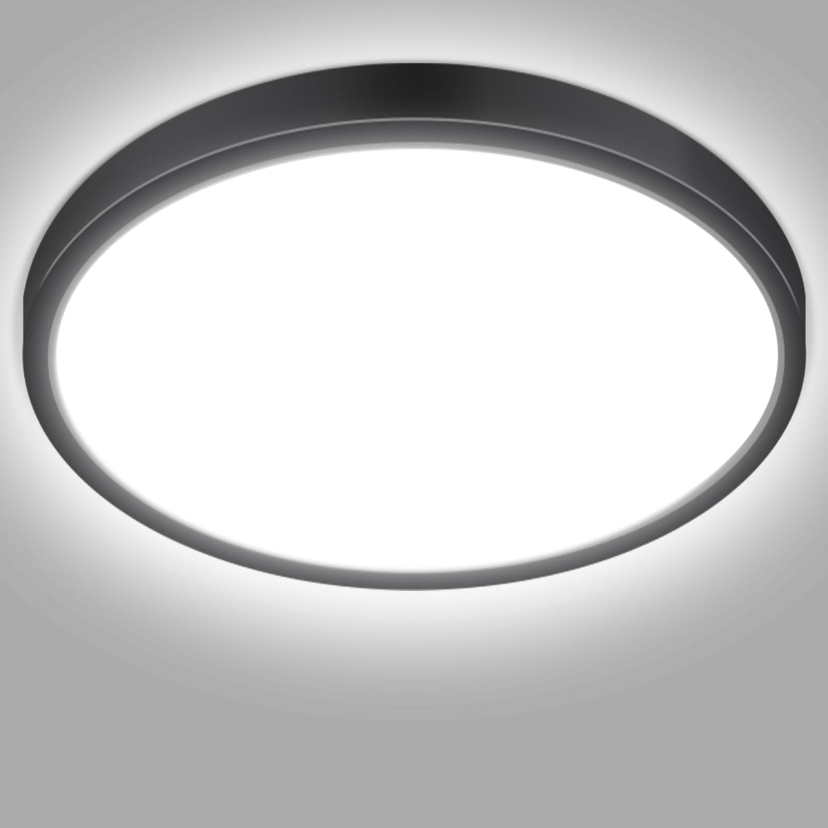 hepside Bathroom Light, 3000K/4000K/6500K 3 Color Temperature LED Ceiling Light, 15W 1500LM, Waterproof, Round, Small, Modern, Flush Ceiling Light for Bathroom, Kitchen, Bedroom, Black