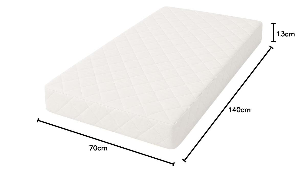 Travel Cot Mattress 95 x 65 x 7.5 cm – Fits Red Kite, Hauck, Graco – Quilted Breathable & Anti-Allergenic Polycotton Cover – Firm Foam Support, Removable Cover – UK Made