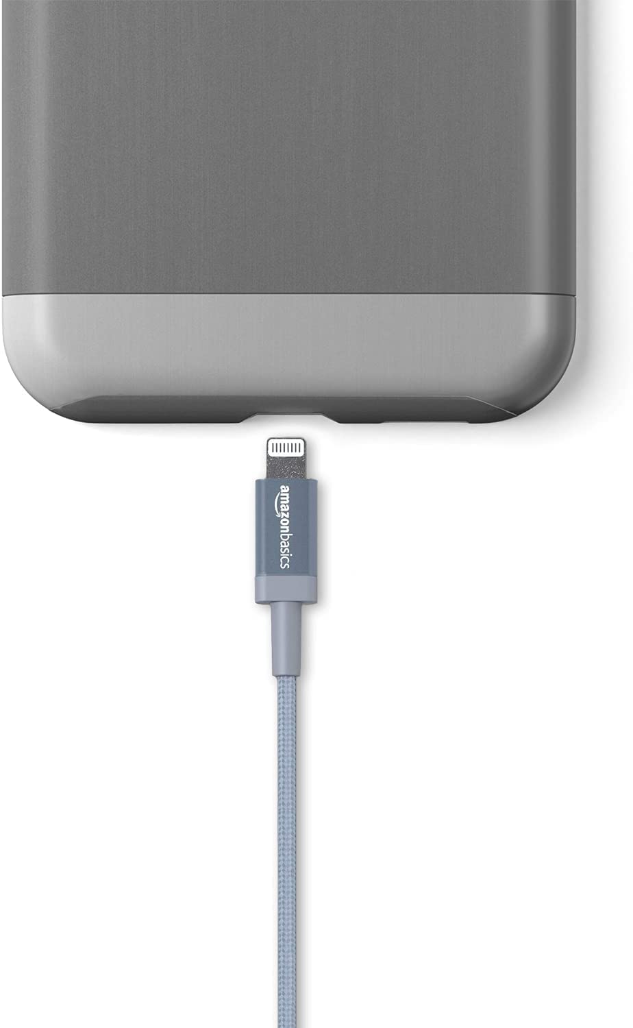 Amazon Basics USB-A to Lightning Charger Cable, Nylon Braided Cord, MFi Certified for Apple iPhone 14 13 12 11 X Xs Pro, Pro Max, Plus, iPad, 0.9 m, Silver