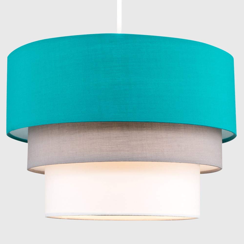 MiniSun | Round Modern 3 Tier Fabric Ceiling Pendant Light Shade in Black | Pendant Lights, Home Décor & Improvement Essential | 30cm Shade Width