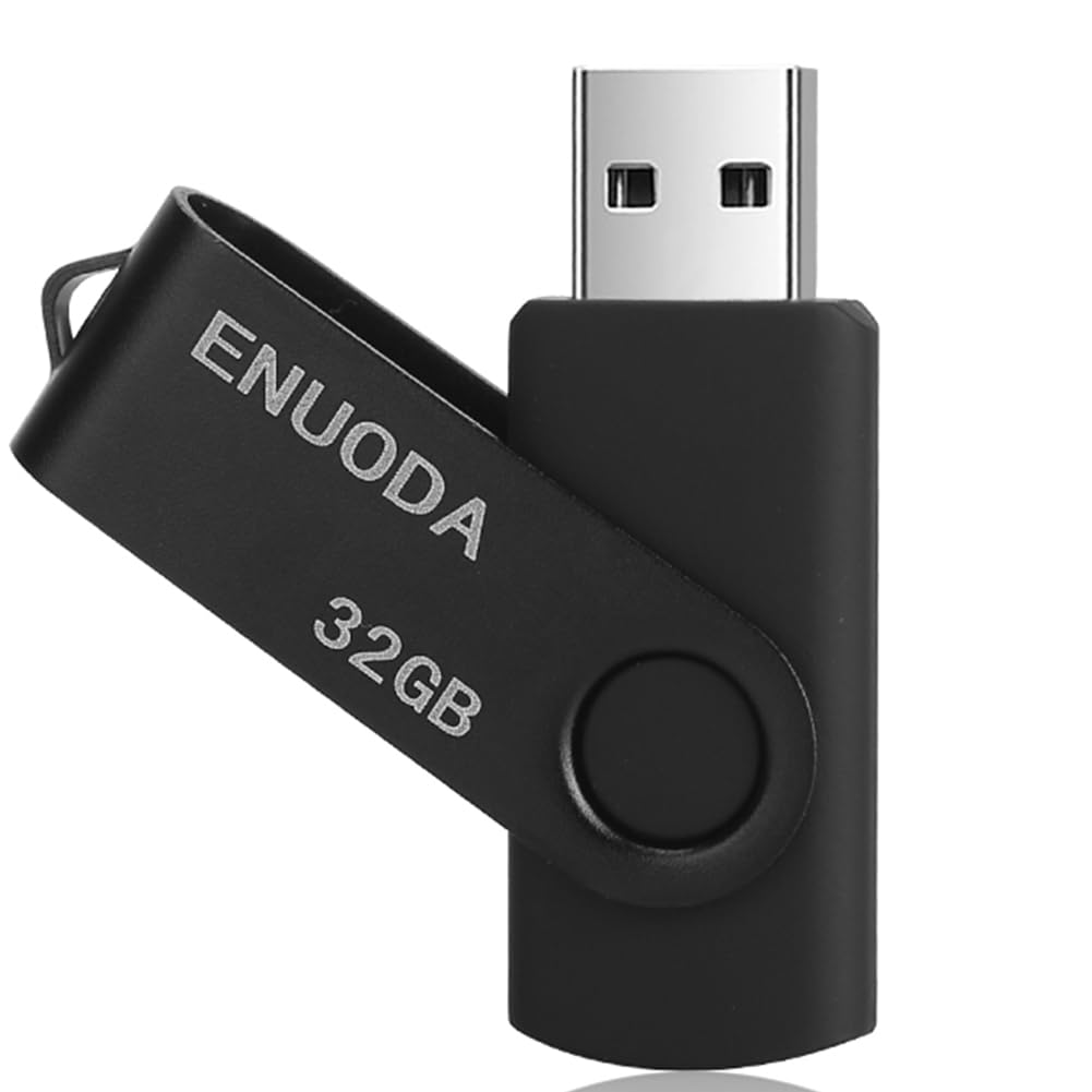 ENUODA Memory Stick 128GB USB 2.0 Flash Drives Swivel Design Storage Thumb Drive Pen Drive (Black)
