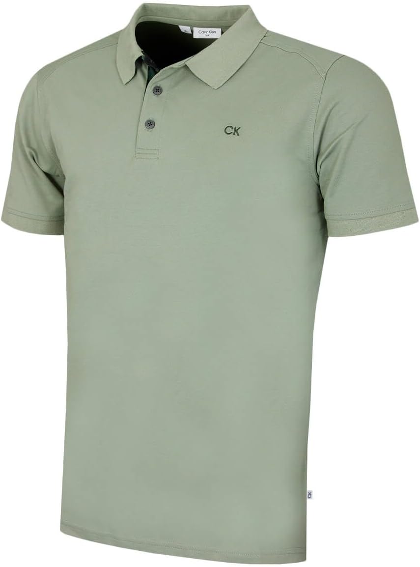 Calvin Klein Mens 2026 Campus 3 Button Ribbed Collar Golf Polo Shirt