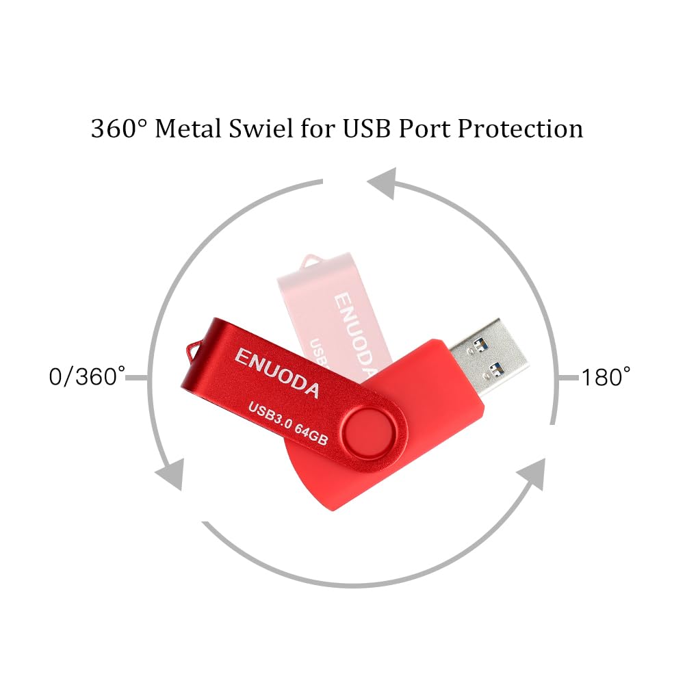 ENUODA Memory Stick 128GB USB 2.0 Flash Drives Swivel Design Storage Thumb Drive Pen Drive (Black)