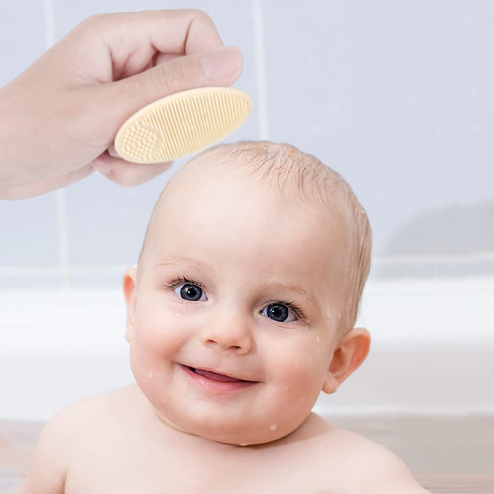 Baby Bath Brush, Baby Cradle Cap Brush, Silicone Massage Brush, Silicone Scrubbers Exfoliator Brush, Baby Skin Scrubbers Essential for Dry Skin, Cradle Cap and Eczema 2 Pack (Blue & Green)