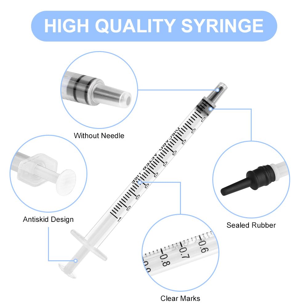 OFFCUP Plastic Syringes, 8pcs No Needle Syringe, 10ml Liquid Measuring Syringe with Luer Slip Tip for Refilling and Measuring Liquids, Scientific Labs Experiment, Feeding Pets (No Needle)