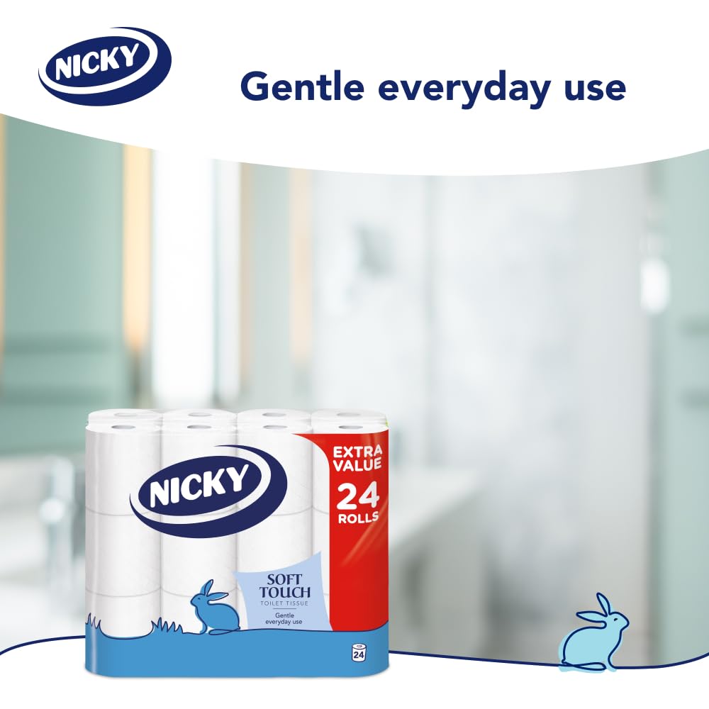 Nicky Soft Touch, 16 Rolls of Toilet Tissue, 2-Ply