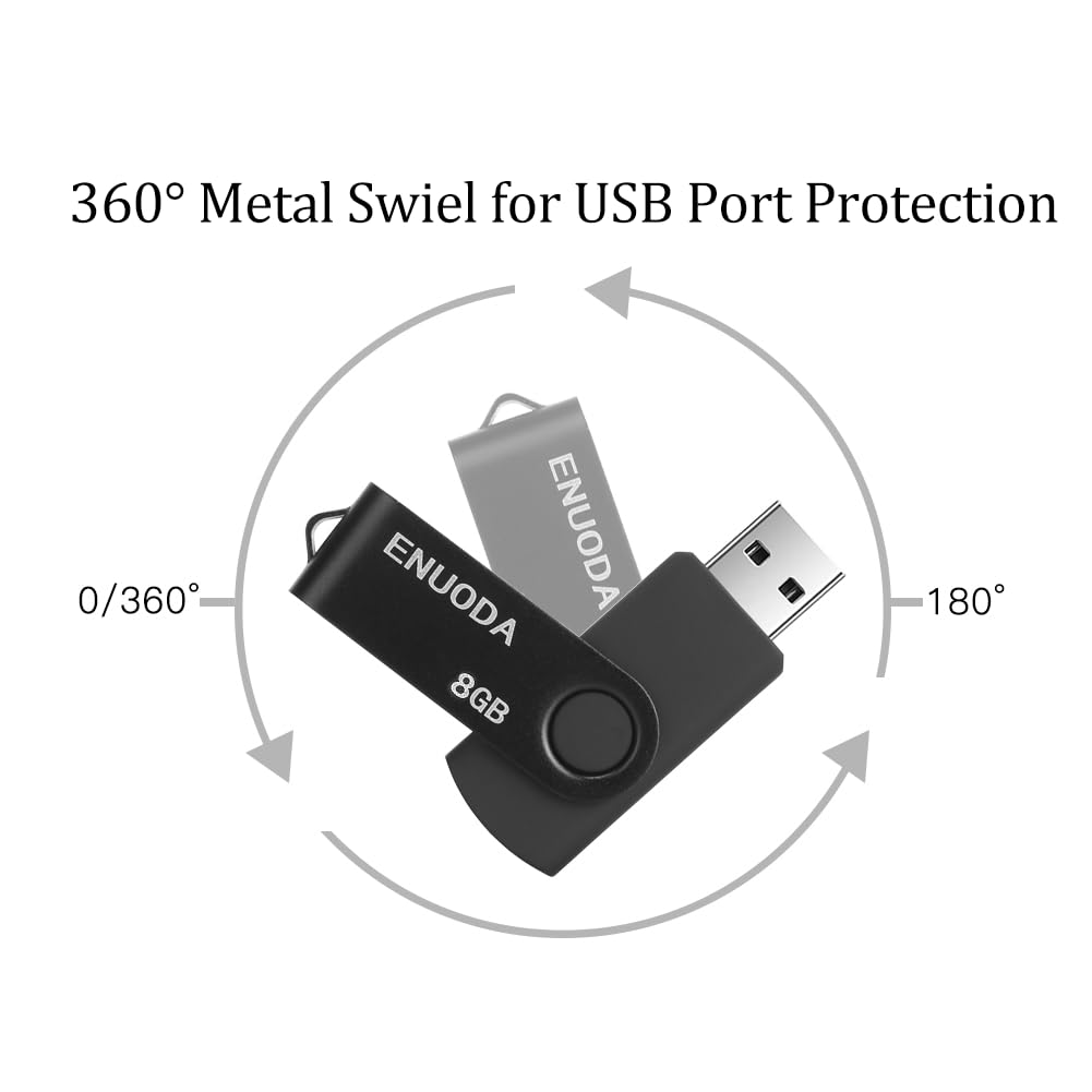 ENUODA Memory Stick 128GB USB 2.0 Flash Drives Swivel Design Storage Thumb Drive Pen Drive (Black)
